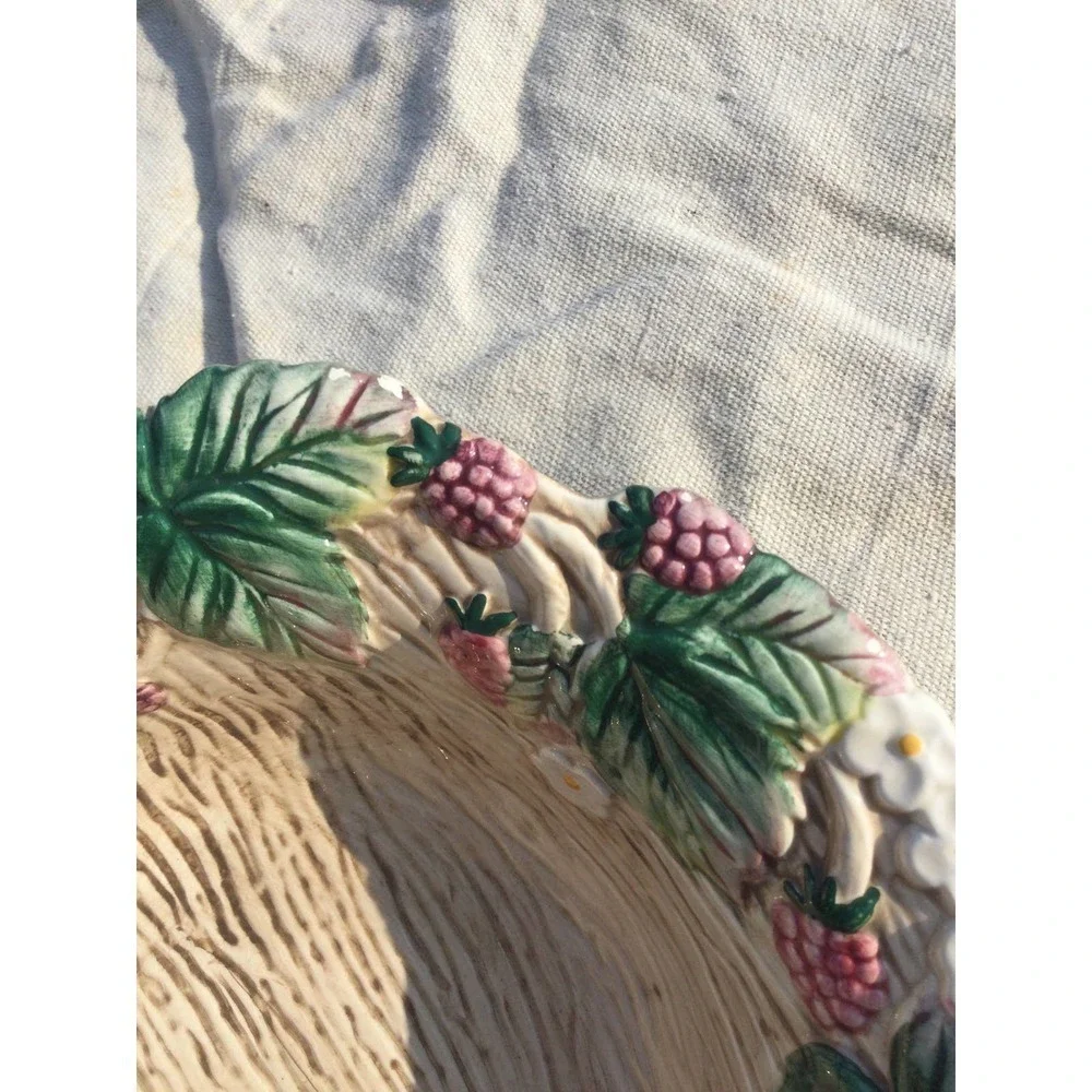 vintage Fitz & Floyd serving bowl 9” candy dish 1990 fruit‎ berries strawberry